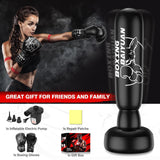 Freestanding Punching Bag for Adults Teens, Thickened Boxing Bag with Stand Kicking Bag Heavy Bag with Boxing Gloves & Electric Air Pump, for Beginners Training MMA Thai Taekwondo Fitness