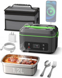 TaskStar Heated Lunch Box, 100W Cordless Electric LunchBox with Scheduled Heating and Leakproof 1.2L Battery Operated Food Warmer for Car Travel Jobsite, Portable for Truck Drivers Workers Adults