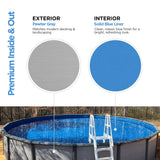 AquaDoc Coventry Round Steel Wall Above Ground Pool Kit 18' x 52" in Pewter Gray Finish with Wide Mouth Skimmer and Solid Blue Overlap Liner Classic Package - Made in North America