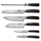 HexClad Espresso 6 Piece Japanese Damascus Stainless Steel Knife Set
