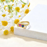 Oseew 14k gold mother Ring 14k Gold Personalized 3 Birthstones Rings for Women Personalized 3 Birthstones Rings 14k yellow gold Mother's Ring With 3 Names Mother Daughter Ring