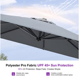 PURPLE LEAF Patio Outdoor Umbrella 9' x 9' Square All-Weather Light Grey