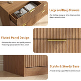 NOVAMAISON Fluted Dresser for Bedroom with 9 Drawer, 63” Wide Wooden Dresser Mid Century Chest of Drawers with Handle, Dressers TV Stand Storage Organizer for Bedroom, Living Room, Natural Wood