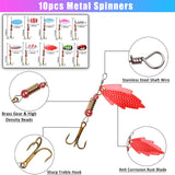 66pcs Fishing Lures Spinner Baits, Trout Bass Salmon Walleye Lures Kit with Treble Hooks Rooster Feather Tail, Assorted Spinnerbait Spoons Minnow Swim Bait for Freshwater Saltwater Fishing