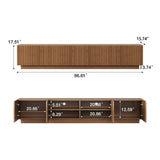 NessCarsti Walnut TV Stand and Lift-Top Coffee Table Set with Fluted Panel