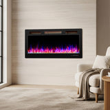 Winado 42" Electric Fireplace, Inserts/Wall Mounted Fireplace Heater with Remote Control, 12 Adjustable Flame Colors, Log & Crystal, 8H Timer for Living Room, Bedroom Inddoor