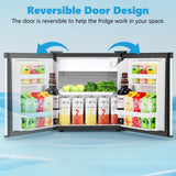 Electactic 1.7 Cu.ft Mini Fridge with Freezer, Compact Refrigerator, Single Reversible Door, Ultra Quiet, Silver