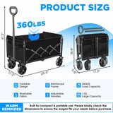 Wagons Carts Foldable - Collapsible Wagon Cart with Wheels Foldable - Utility Folding Wagon Cart for Sports Camping Grocery, Black