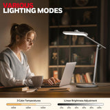 Honeywell Desk Lamp for Home Office, H4 Sunturalux™ Eye-Caring LED Desk Light, 700LM Dimmable Desk Lamp with Timer, Adjustable Desk Reading Light, Touch Auto Dimming Table Lamp for Study, Bedroom