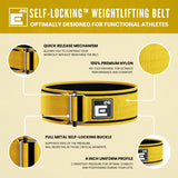 Self-Locking Weight Lifting Belt - Premium Weightlifting Belt for Serious Functional Fitness, Power Lifting, and Olympic Lifting Athletes - Training Belts for Men and Women (Medium, Yellow)