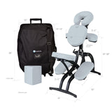 EarthLite Portable Massage Chair Avila II - Premium, Highly Adjustable, Foldable Spa/Tattoo Chair incl. Rolling Carry Case, Sterling