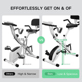 BARWING Folding Exercise Bike, Foldable Upright Stationary Bike for Home Gym, Indoor Cycling Bike with 16-Level Adjustable Magnetic Resistance, 6.6 LBS Flywheel, 350LB Capacity, with APP
