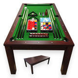 SIMBASHOPPING 7 Foot Pool Dining Table Combo Green Felt Modern Billiard Table with Dining Top Included - Missisipi