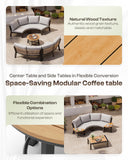 Oasbira Luxury Patio Furniture Set for 5 People, 4-Piece Curved Patio Conversation Sets with Woven Rope & Modular Coffee Table, Half Moon Outdoor Furnitrue Set for Deck, Garden, Gray
