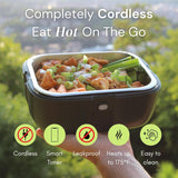HeatsBox Go Cordless Electric Lunch Box 100W | Rechargeable Self Heating Container | App Control | 3.9 cups Battery Operated Food Warmer for Adults | Car, Truck, Office, Travel | 5V,12V,24V,110V