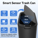 FRESHLIX 5 Gallon Motion Sensor Bathroom Automatic Trash Can with Lid (5 Gallon Black)