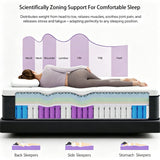 Nordhive 12 Inch King Hybrid Mattress, Cooling Gel Memory Foam & Individually Wrapped Pocket Springs, Ice Silk Cover, Medium Firm, Zoned Support, Edge Support, Pressure Relief, CertiPUR-US Certified