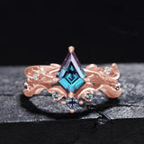 Alexandrite ring set women Vintage wedding ring set for women Kite