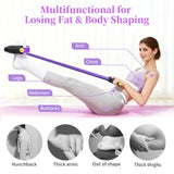 Pedal Resistance Bands with Handles, Upgrade 6-Tubes Manual Tension Training Pedal, Natural Rubber Foot Pedal Resistance Bands, (Purple)