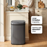 SensorCan 13 Gal Automatic Sensor Trash Can with Lid | Filter | AC Adapter
