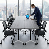 Rolling Modular Conference Room Table,Wooden Training Meeting Desk for Office School Classroom University Library