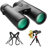 15X45 HD Binoculars for Adults High Powered with Binocular Harness Strap, Phone Adapter and Tripod, IPX7 Waterproof Binoculars for Hunting Wildlife Bird Watching Cruise Ship Travel Hiking Three Triping