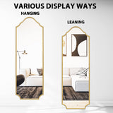 WallBeyond Arched Full Length Mirror Wall Mounted, 65"x22" Gold Metal Frame Full Body Mirror for Bedroom, Living Room, Hanging or Leaning Against Wall Full Size