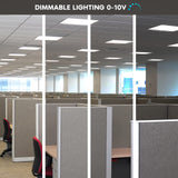 LUXRITE 2x2 FT LED Flat Panel Light, 30/35/40W, 3 Color Selectable 4000K-6500K, Backlit Drop Ceiling Lights, 3750/4375/5000 Lumens, 0-10V Dimmable, 100-277V, Prismatic Anti-Glare, ETL DLC (4 Pack)