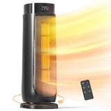 BREEZOME Space Heaters for Indoor Use, 1500W, with Thermostat, 24H Timer, 90° Oscillating, Quiet, Portable, PTC Ceramic, with Remote, Fast Safety Heat for Home Bedroom (BLACK)