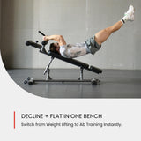 Finer Form Semi-Commercial Decline Sit Up and Flat Weight Bench. Adjustable Fitness Equipment and Exercise Bench for Abs, Crunches, and Strength Training