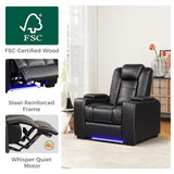 ANJ Power Home Theater Seating Set of 2, PU Leather Electric Recliner Chair with Adjustable Headrest, Movie Reclining Chairs with LED Lights,USB Port, Cup Holders, Hidden Arm Storage (Black)