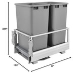 Rev-A-Shelf Double Pullout Trash Can w/Soft-Close, 15.75" Min Opening