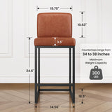 PHI VILLA Counter Height Bar Stools Set of 6, 24 Inch Barstools with Back