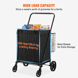 Folding Shopping Cart with Removable Waterproof Liner, 330LBS Large Capacity Jumbo Grocery Cart VEVOR