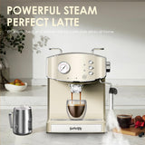 gapalilo Retro-Style 20 Bar Espresso Machine with Milk Frother, ESE Pod Compatible Coffee Maker with Pressure Gauge, 54 oz PP Removable Water Tank for Home Barista (Beige)