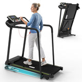 Redliro Treadmill for Seniors Slow Walking - 0.3mph Start, Front & Long Handrails - Foldable Recovery Flat Treadmill for Elderly