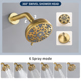3 Handles Shower Faucet Set with Tub Spout Bathtub Shower Faucet Combo Set Shower System Complete Tub and Shower Trim Kit Brushed Gold Shower Set