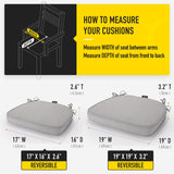 SUNROX Gel Memory Foam Chair Cushions, FadeShield Water-, Stain-Resistant Durable Reversible Seat Cushion Pads with Ties for Indoor