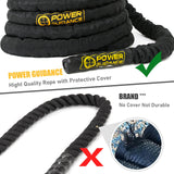 POWER GUIDANCE Battle Rope, 1.5/2 Inch Diameter Poly Dacron 30, 40, 50Ft Length Exercise Equipment for Home Gym & Outdoor Workout, Battle Rope Anchor Included POWER GUIDANCE