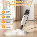 Steam Mop for Floor Cleaning, Multi-Purpose Steam Cleaner with Handheld Steamer & Accessories, Deep Cleaning Floor Steamer for Hardwood and Tile, Pet-Friendly Steam Mop for Home