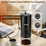 Portable Electric Coffee Grinder - 38 Grind Settings, Conical Burr & Black Stainless Steel Body, Rechargeable Mill for Espresso, Moka Pot, Ideal for Camping and Travel