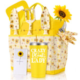Gardening Gifts for Women, Gardening Tools for Women, 9 PCS Sunflower Garden Tools Set Kit with Garden Tool Bag, Yellow