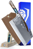 Dalstrong Obliterator Meat Cleaver Knife 9 inch - Wood Stand & Sheath - Resin & Wood Handle Thick Butcher Knife - 9CR18MOV Carbon Steel - Valhalla Series - Heavy Duty Chopping Knife Chef's Knife