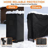 Gtongoko 8FT Firewood Rack Outdoor with Cover, Heavy Duty Wood Storage Racks with 600D Oxford Weather Resistant Waterproof Fabric Cover, Outdoor Firewood Holder