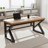 RMWHGDUL Wooden Computer Desk with Angled Metal Legs Reinforced Solid Wood Square Edges Multipurpose Use Suitable for Student Desktop Home Office Bedroom Gaming, 180 50 75cm