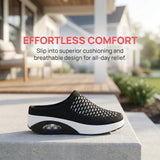TSGISGENG Women's Knit Orthopedic Mule Clogs, Breathable Air Cushion Backless Sneakers Casual Comfort Walking Casual Mules Lightweight Half Shoes for Indoor Outdoor (Grey,8.5)