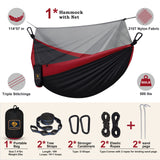 Camping Hammock with Net,Portable Lightweight Double Hammocks | Black&Red Qevooon
