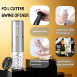 Rechargeable Electric Wine Opener Set, 4-in-1 Automatic Opener Kit with Aerator Pourer, Foil Cutter, Vacuum Pump and Stoppers - Ideal Gift for Mother's Day, Father's Day, Birthday and Anniversary