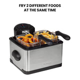 Kenmore Electric Deep Fryer - Grease & Odor Filtration, Simple Temperature Control, Eléctrica Freidoras For Home Use, 3 Baskets For Frying French Fries, Chicken Wing, 4 Liter Capacity Stainless Steel