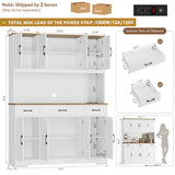 HOSTACK 71" Tall Kitchen Pantry Storage Cabinet, 55" W Kitchen Hutch, White